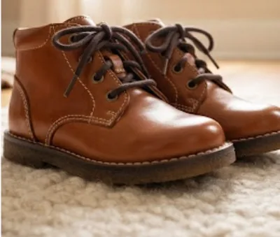 Botas de cuero café con cordones, vista lateral