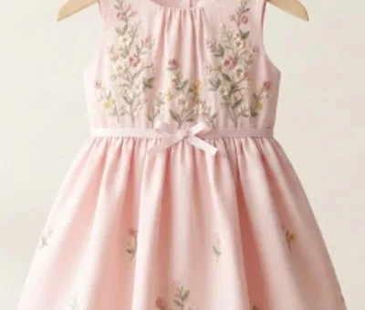 Vestido floral de algodón, vista de frente